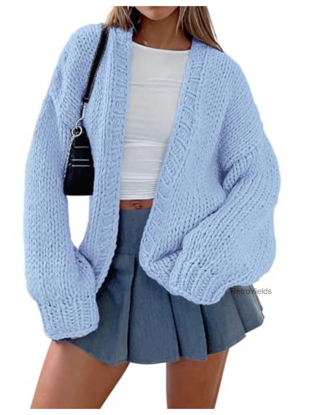 PRETTYGARDEN Open Front Cardigan Long Sleeve Knit Sweater Women